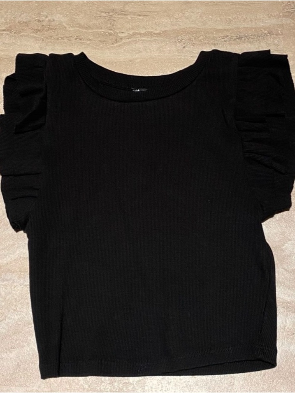 Zara Black Ruffle Sleeve Crop Top